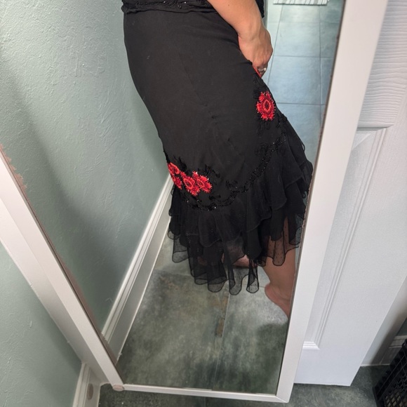 VTG Sue Wong Silk Beaded Embroidered Skirt Top 6 Black Whimsigoth Coquette Dress - Picture 17 of 17
